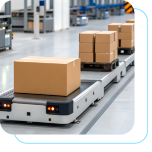 caixas em um robô, representando a automação do armazém